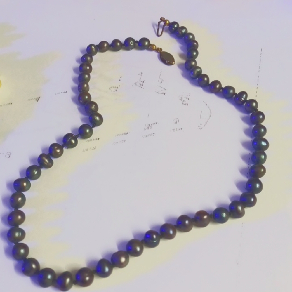 Tahitian real natural Black Peal Necklace 18" 6mm grade AA round from Hawaii